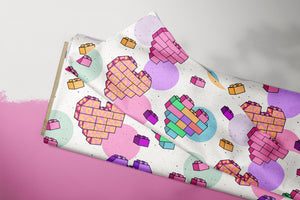 Supersoft Premium French Terry "Bausteinherz" Punkte groß 0,5 m