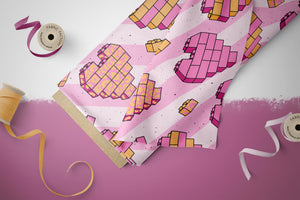 Supersoft Premium French Terry "Bausteinherz" Streifen groß 0,5 m