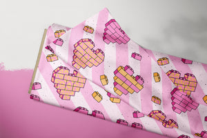 Supersoft Premium French Terry "Bausteinherz" Streifen groß 0,5 m