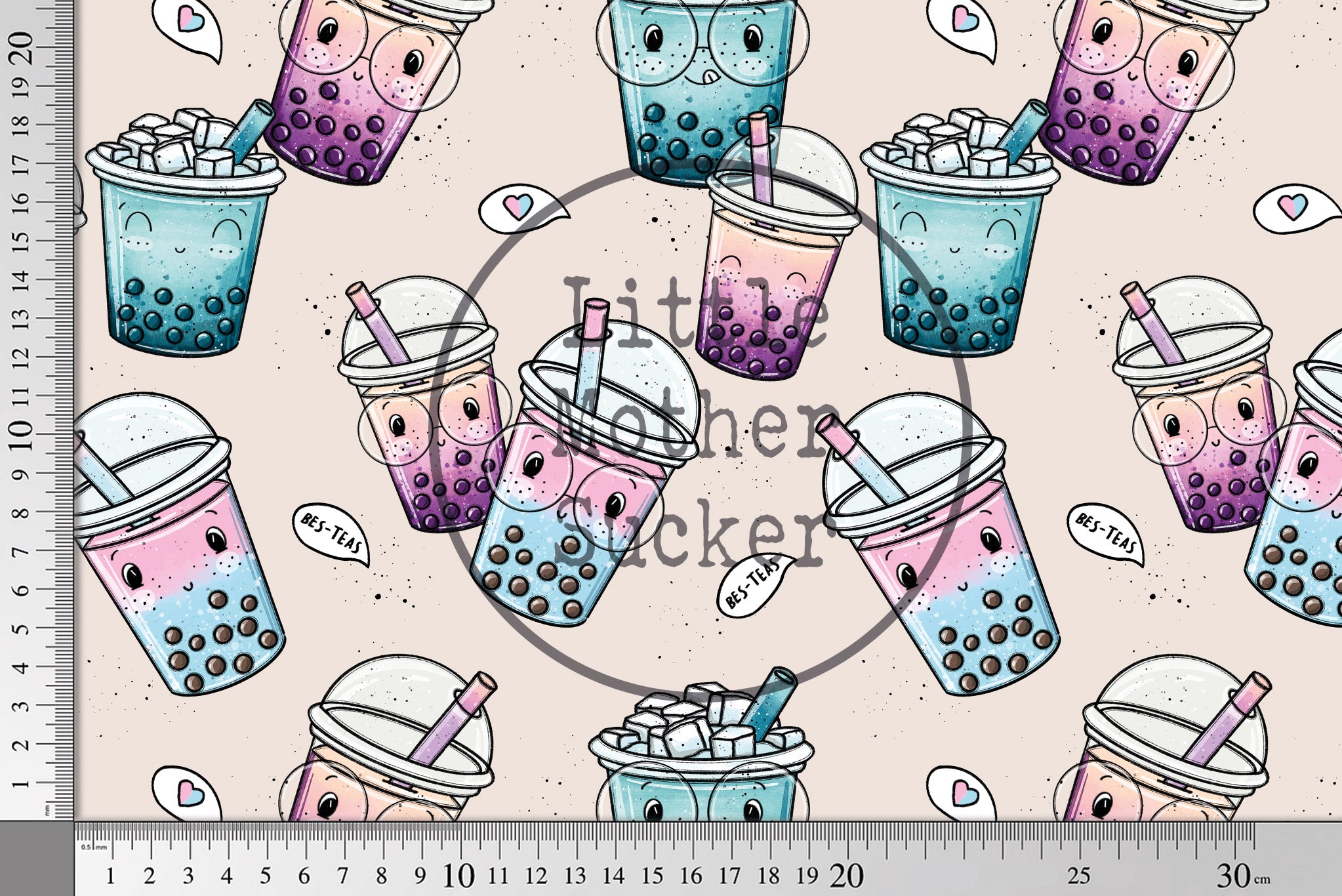 Supersoft Premium French Terry "Bubble Tea" cotton candy klein 0,5 m