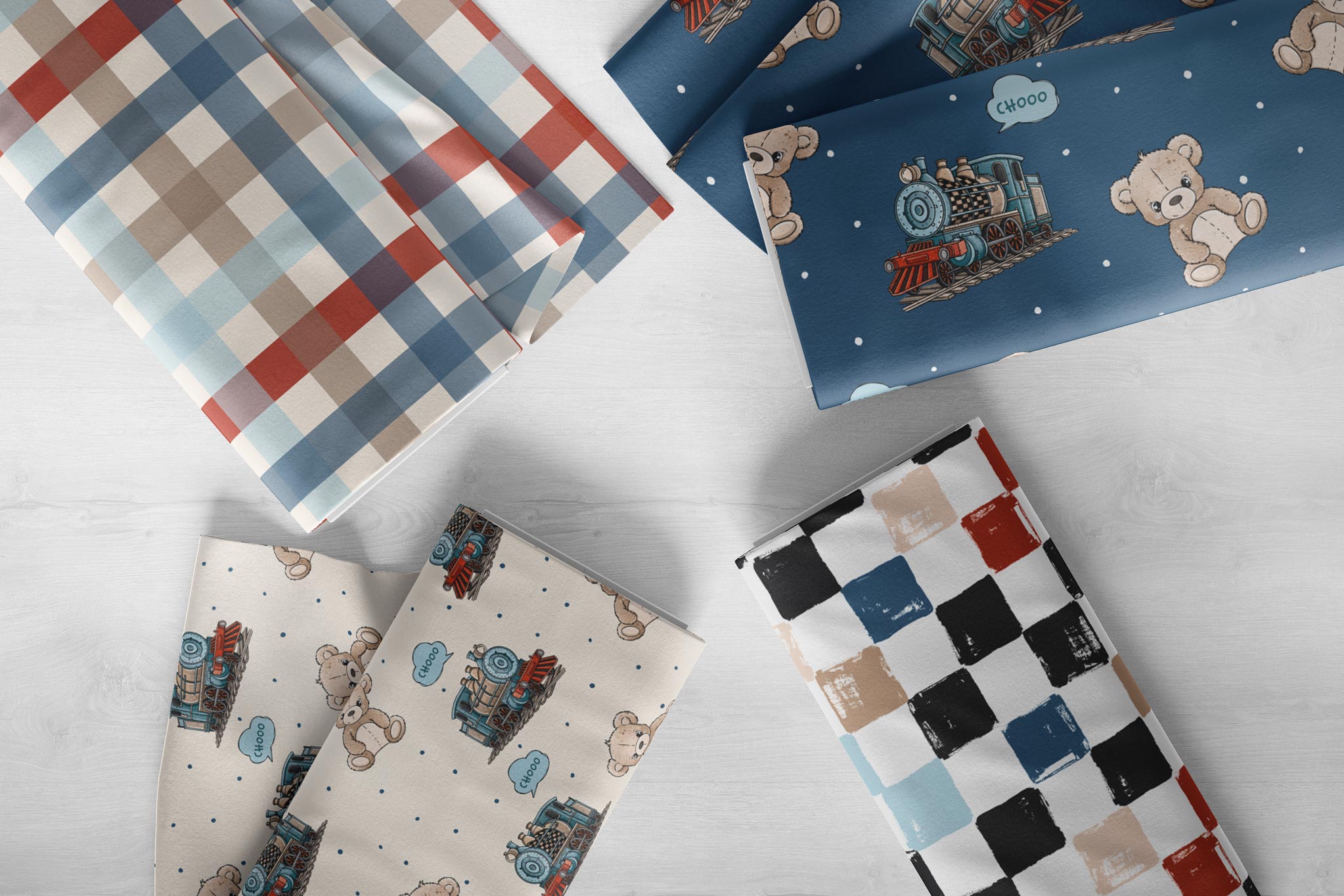 Supersoft Premium BIO Jersey "Chooo Chooo" Gingham 0,5 m