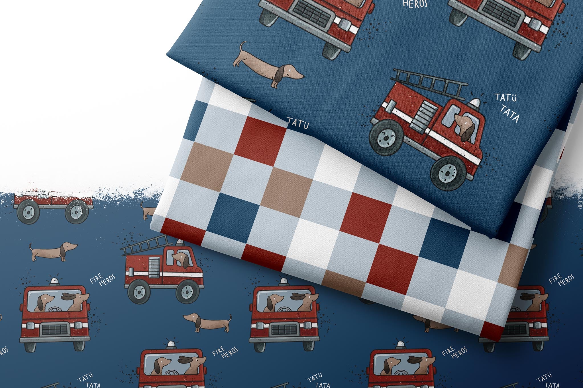 Supersoft Premium BIO French Terry "Dackel Tatütata" Pixel Kombi 0,5 m