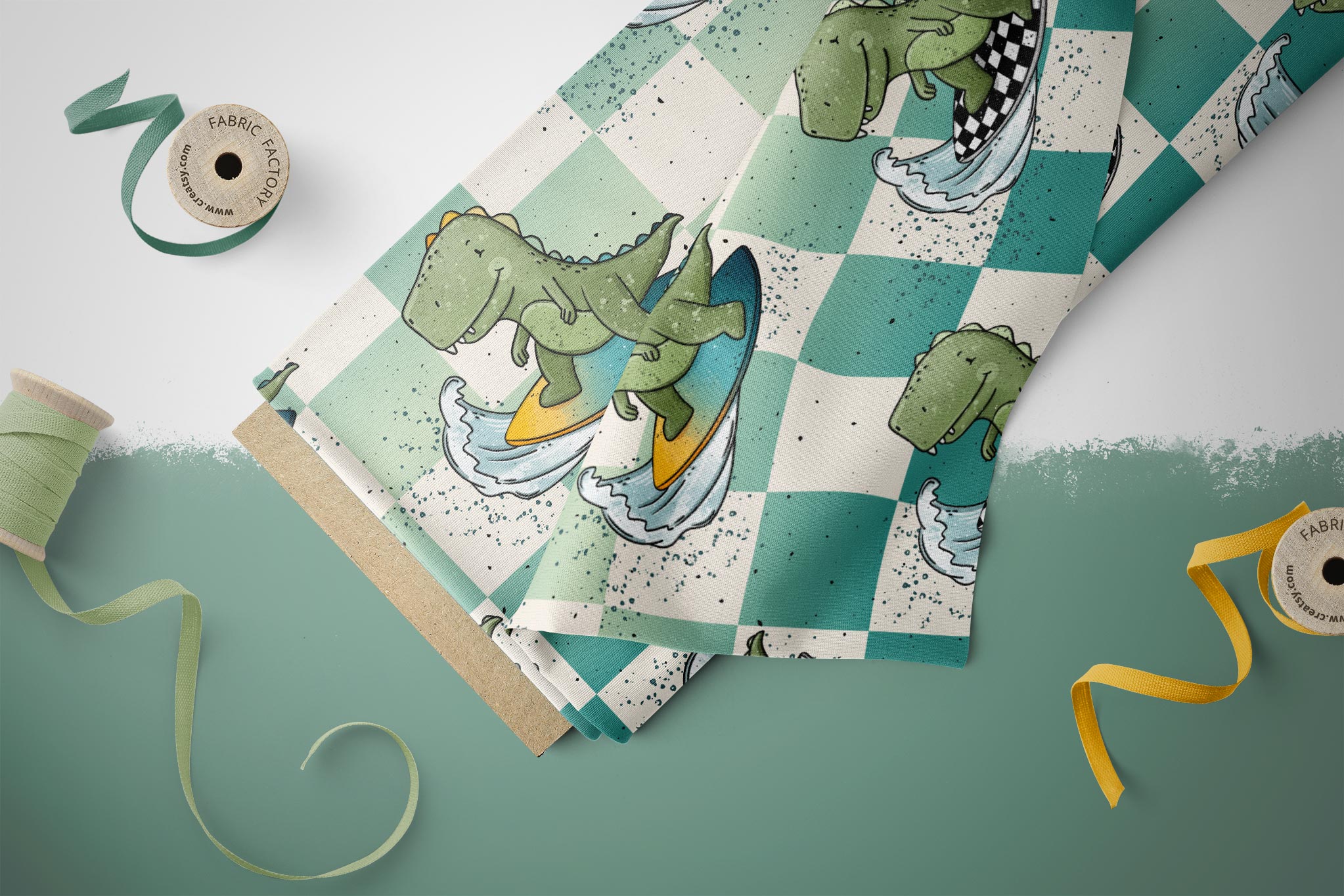 Supersoft Premium Jersey "Dino Surfing" chess groß 0,5 m
