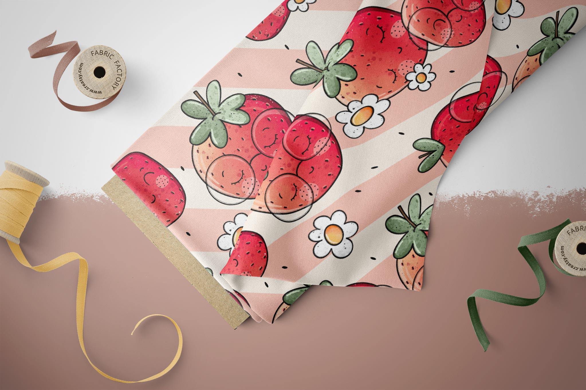 Premium BIO Ripp Jersey "Erdbeerblümchen" 0,5 m groß
