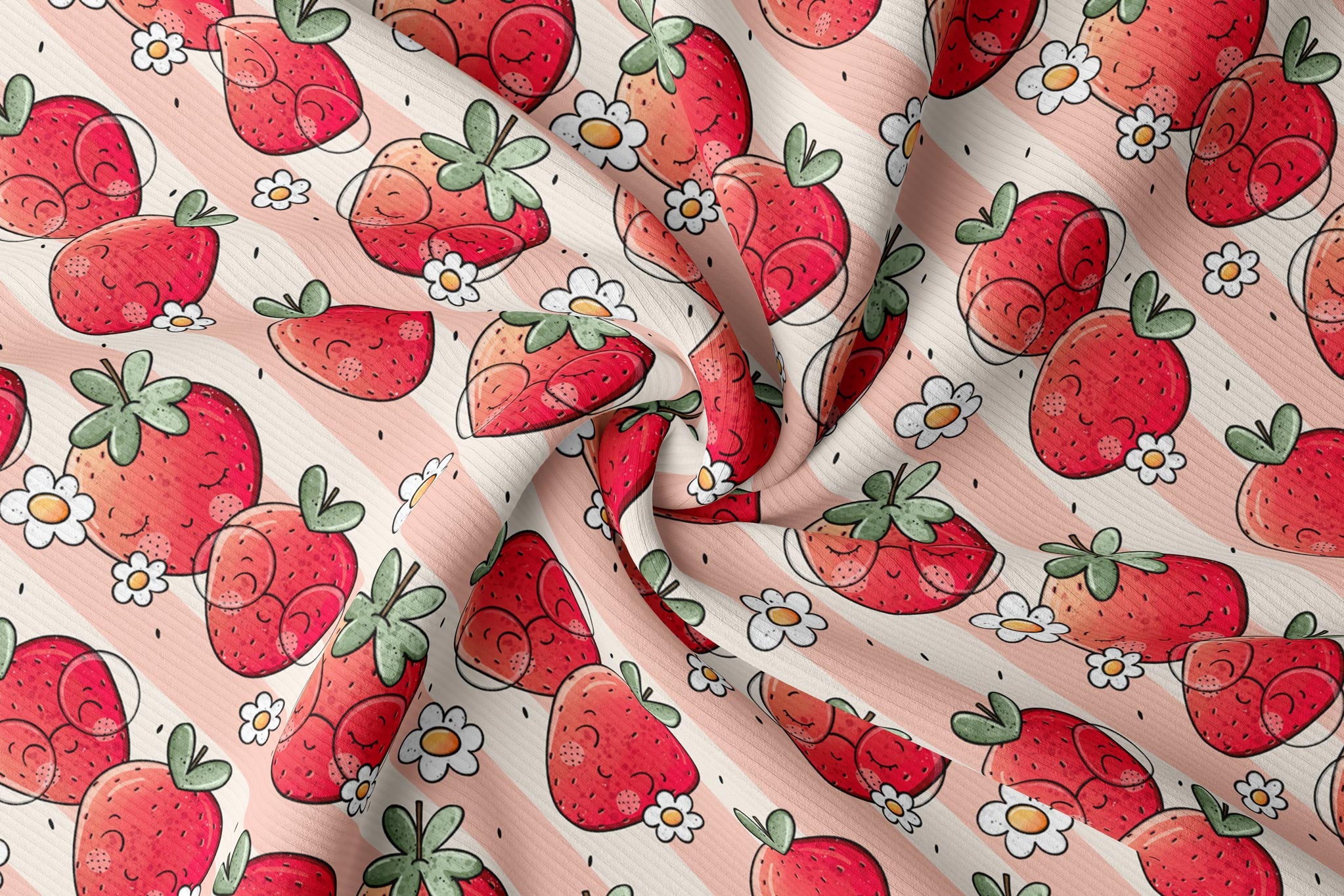 Premium BIO Ripp Jersey "Erdbeerblümchen" 0,5 m groß