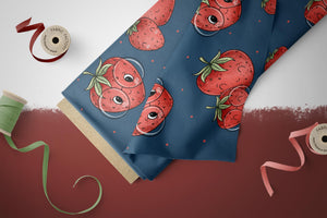 Supersoft Premium French Terry "Erdbeerlein" groß 0,5 m