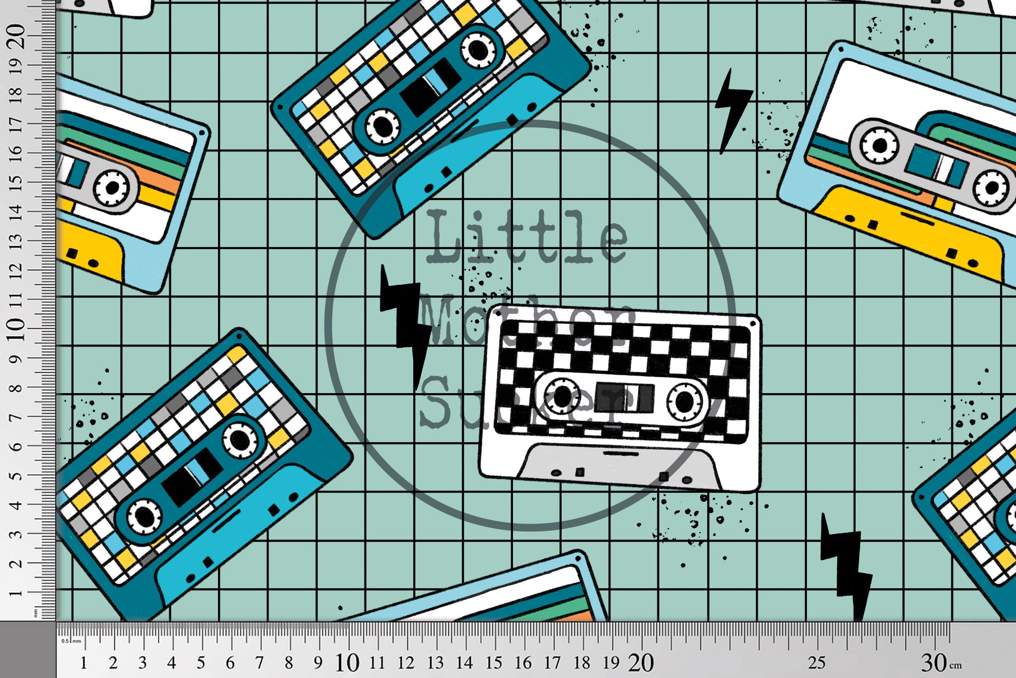 Supersoft Premium Jersey "Happy Tape" mint groß 0,5 m