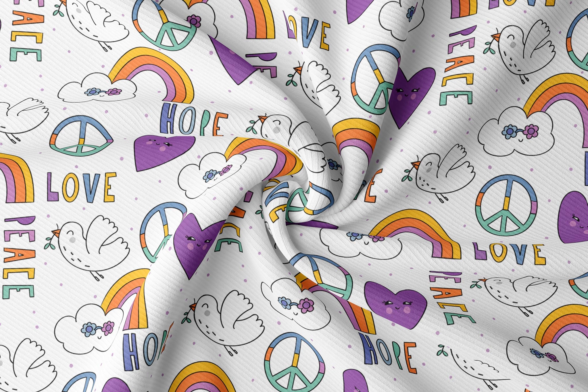 Premium BIO Ripp Jersey "Love and Peace" groß 0,5 m