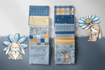 Lade das Bild in den Galerie-Viewer, Supersoft Premium BIO Jersey "Margeritenhäschen blau" Herzchen 0,5 m
