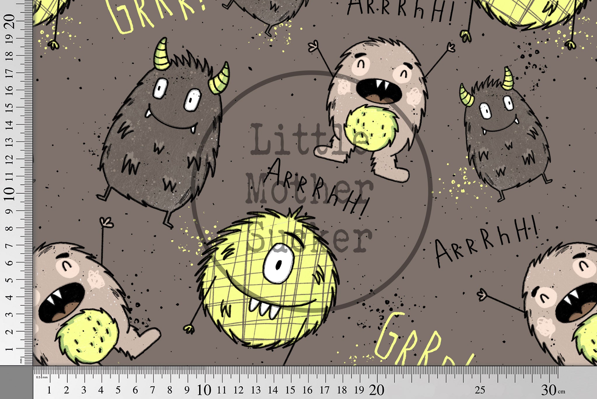 Supersoft Premium BIO French Terry "Mini Monster Grün" groß 0,5 m