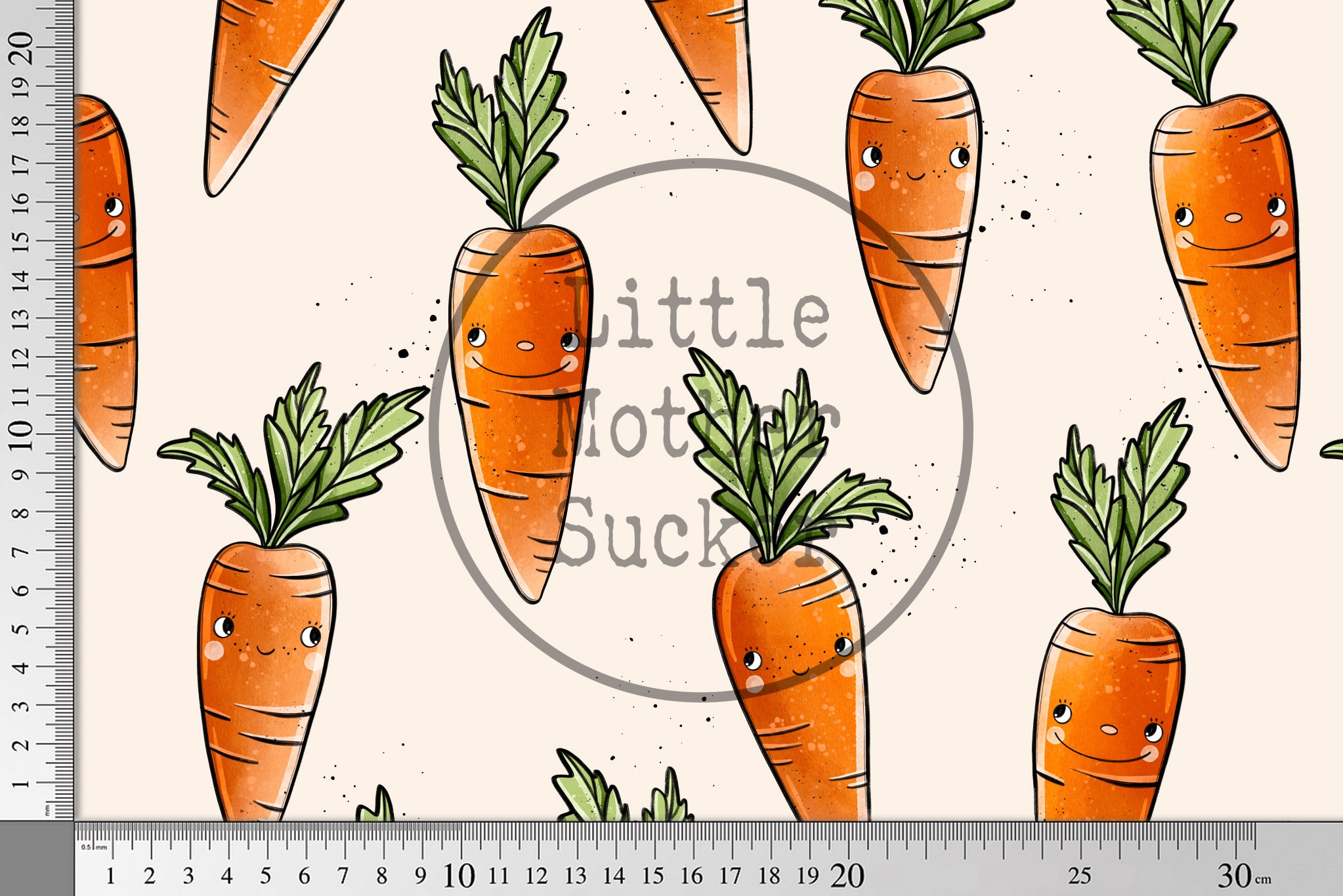 Supersoft Premium BIO French Terry "Möhrchen" Karotten off white groß 0,5 m