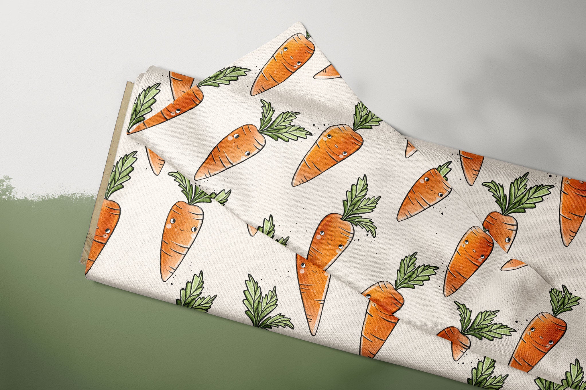 Supersoft Premium BIO French Terry "Möhrchen" Karotten off white groß 0,5 m