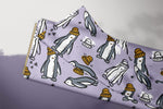 Lade das Bild in den Galerie-Viewer, Supersoft Premium BIO French Terry "Pingu Parts" lila groß 0,5 m
