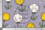 Lade das Bild in den Galerie-Viewer, Supersoft Premium French Terry &quot;Pustezahn und Löwenblume&quot; lila groß 0,5 m
