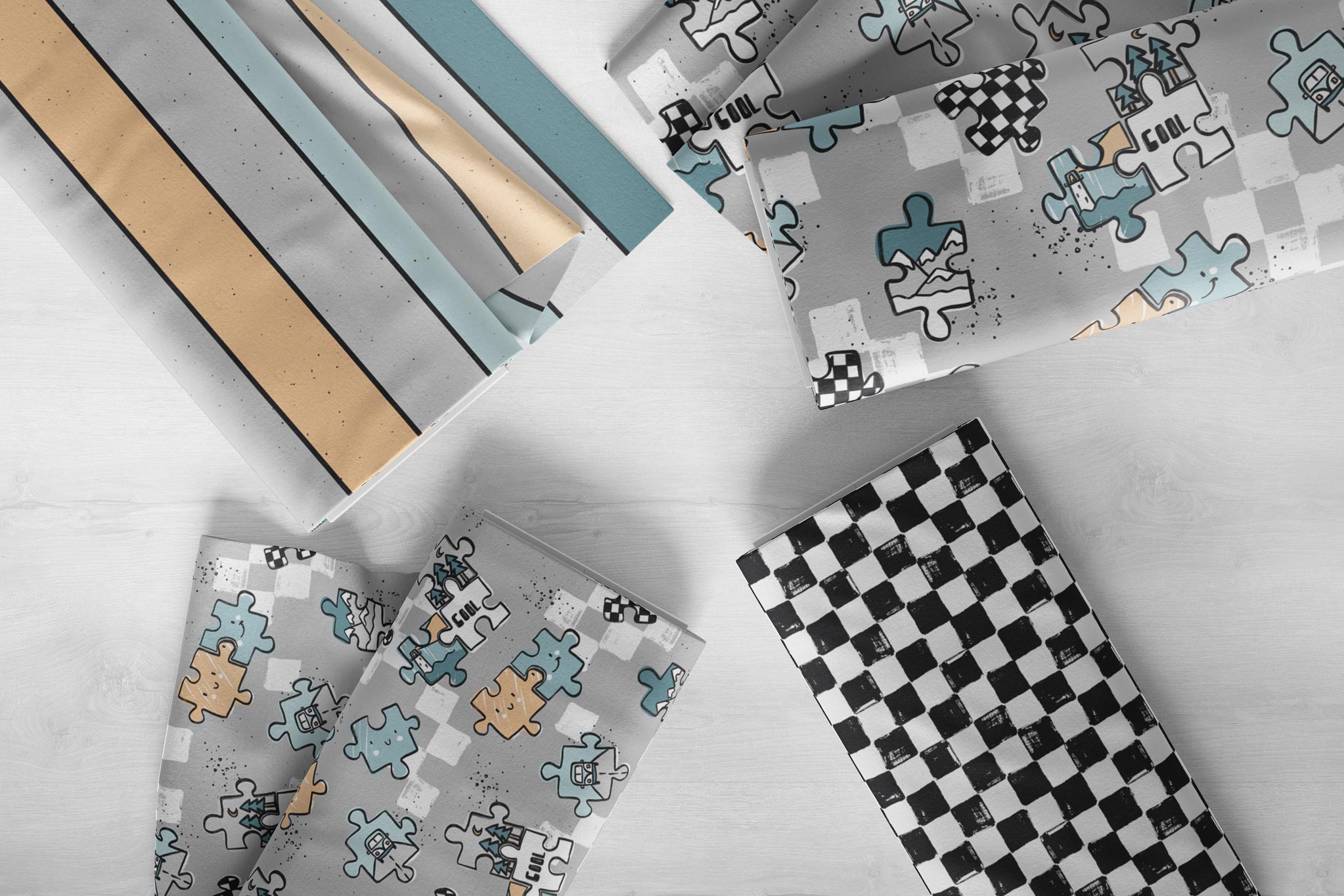 Supersoft Premium BIO Jersey "Puzzle Leben" Rough Checkerboard 0,5 m