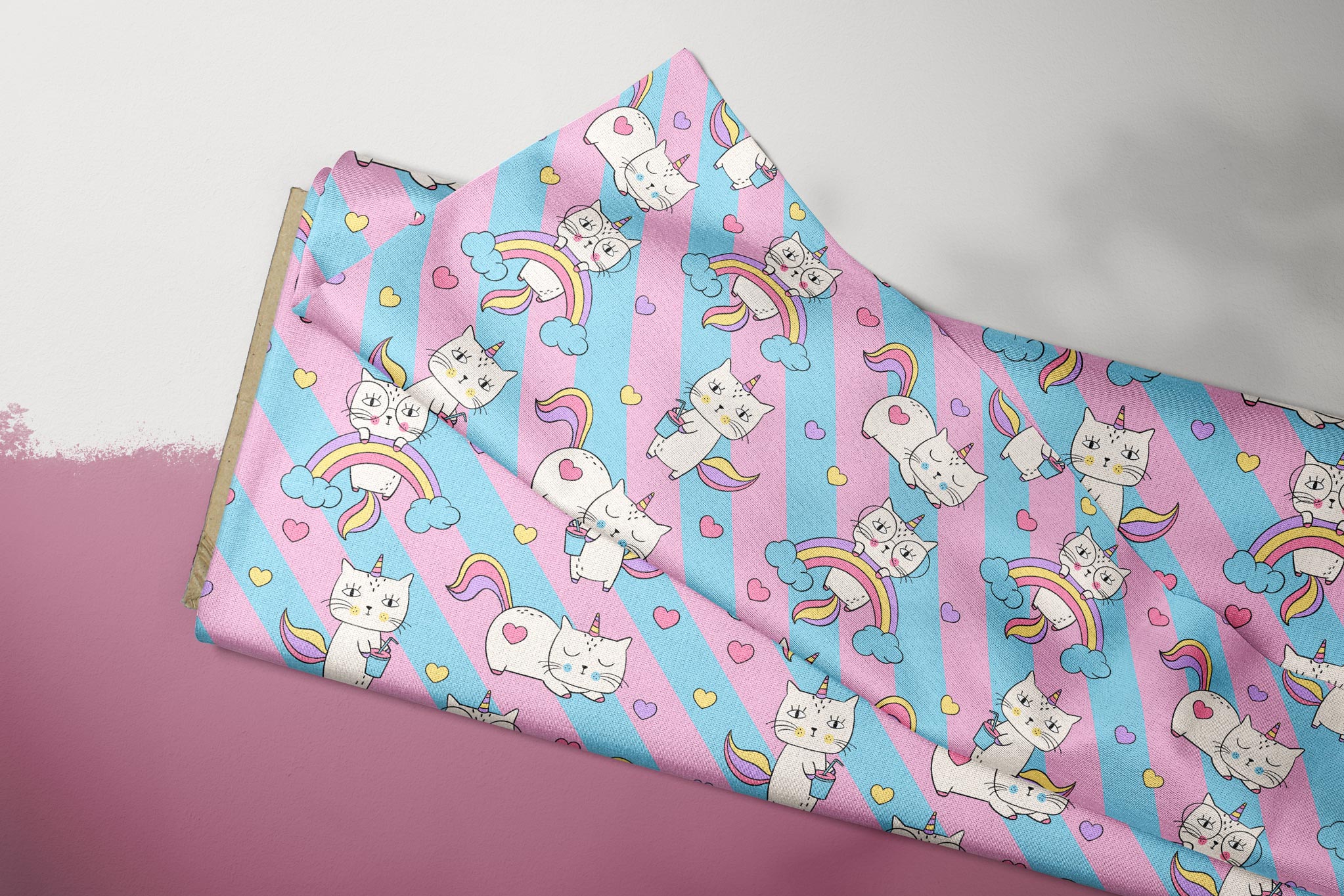 Supersoft Premium Jersey "Rainbow Unicorn Kitty" klein 0,5 m