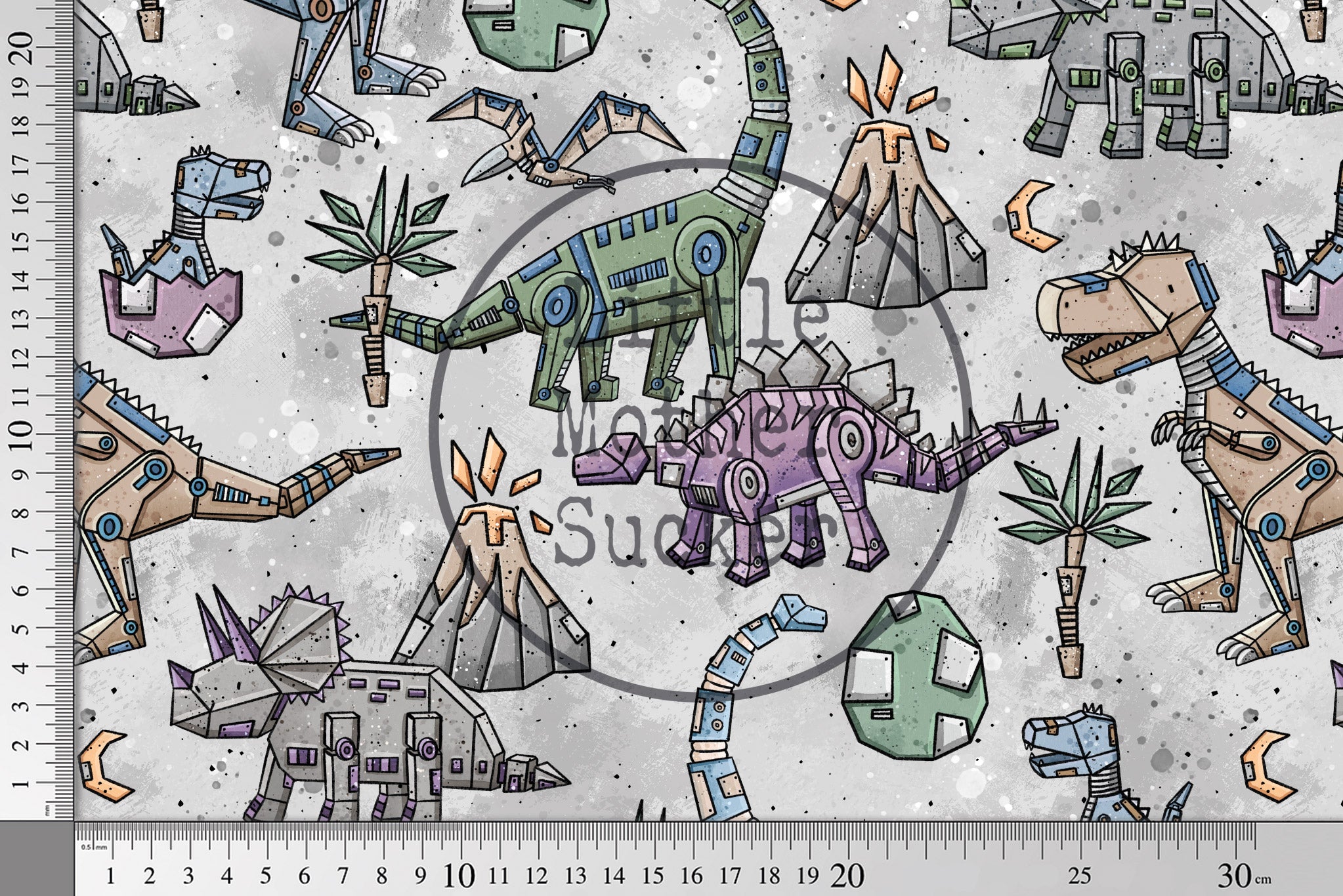 Supersoft Premium French Terry "Robo Dinoworld" groß 0,5 m