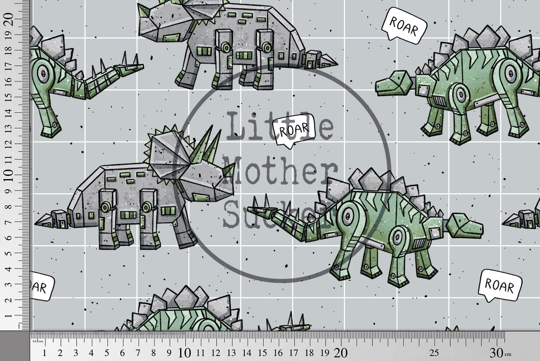 Supersoft Premium French Terry "Robo Saurier" grid groß 0,5 m