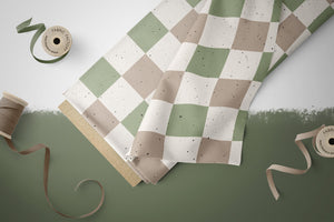 Supersoft Premium French Terry "Ryu" Grün Karo Groß 0,5 m