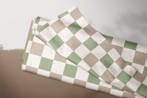 Supersoft Premium French Terry "Ryu" Grün Karo Groß 0,5 m