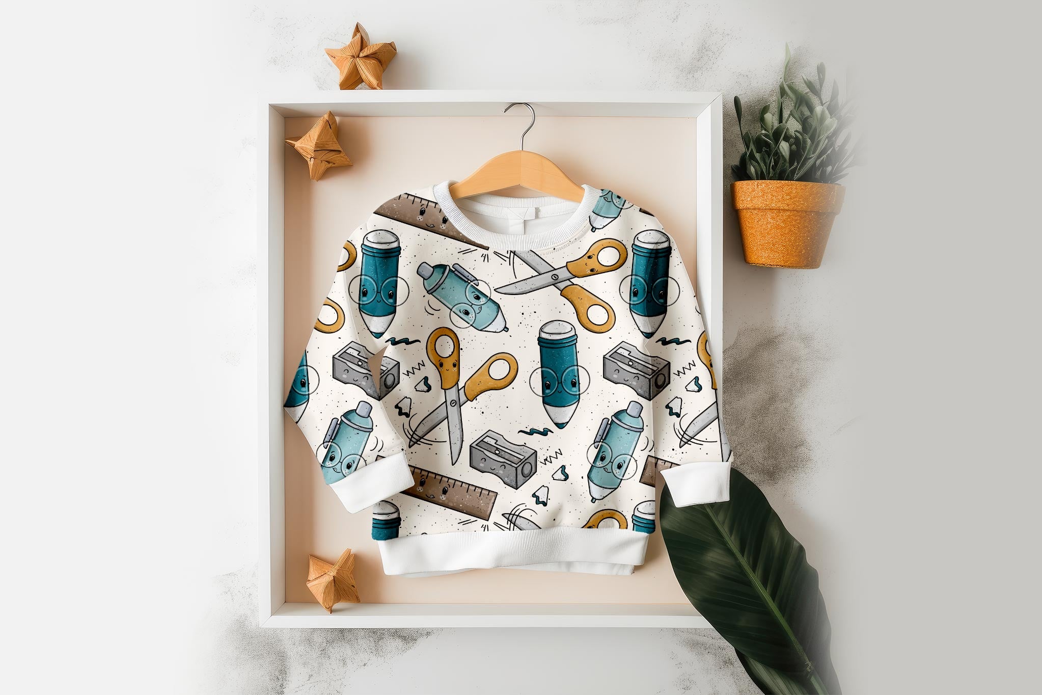 Supersoft Premium BIO French Terry "ABCDEFG" Schreibzeug Teal groß 0,5 m