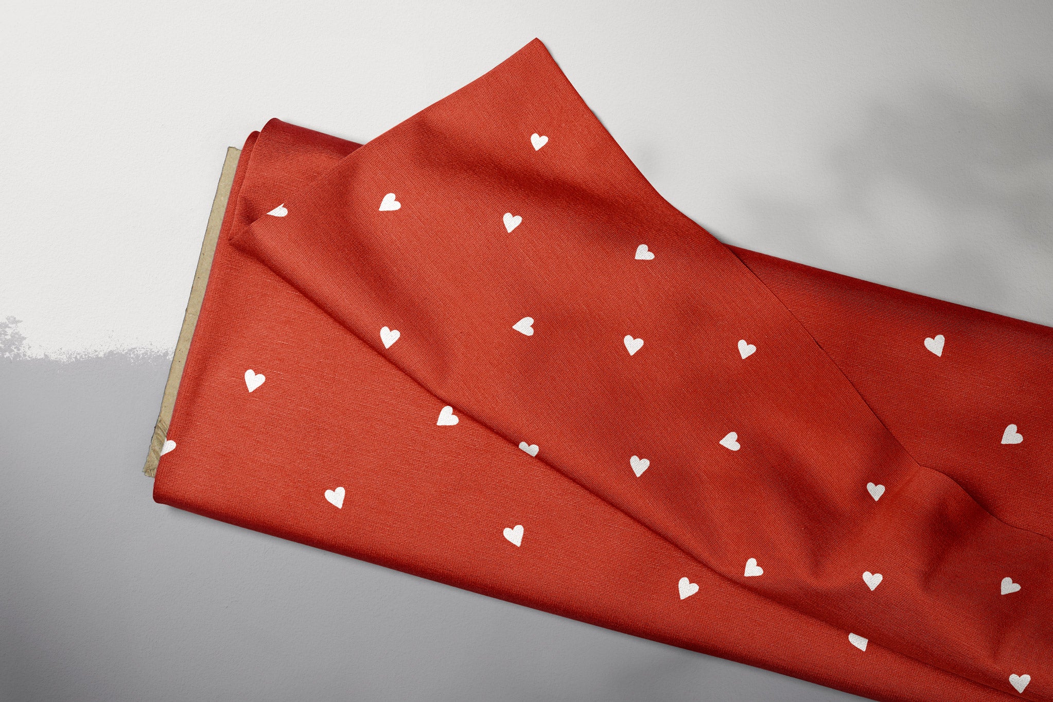 Supersoft Premium BIO French Terry "Stinktierchen" Herzchen rot 0,5 m BREIT