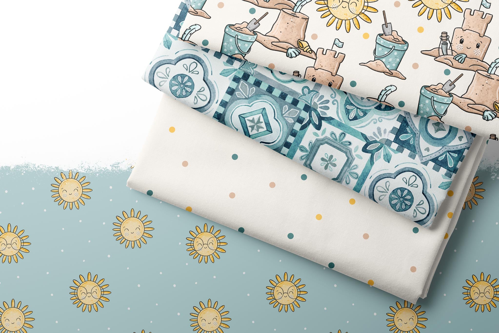 Lycra UV50+ "Strandtag" blau klein 0,5 m