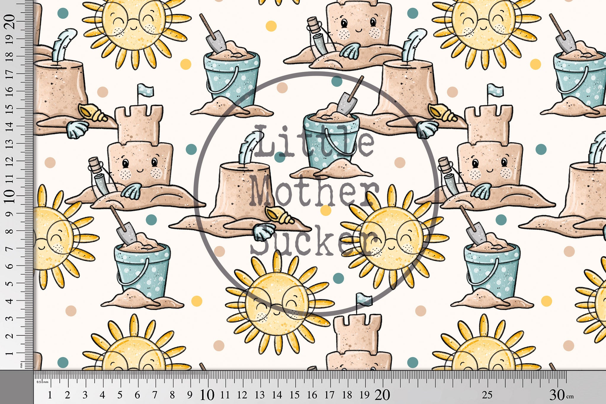 Lycra UV50+ "Strandtag" blau klein 0,5 m