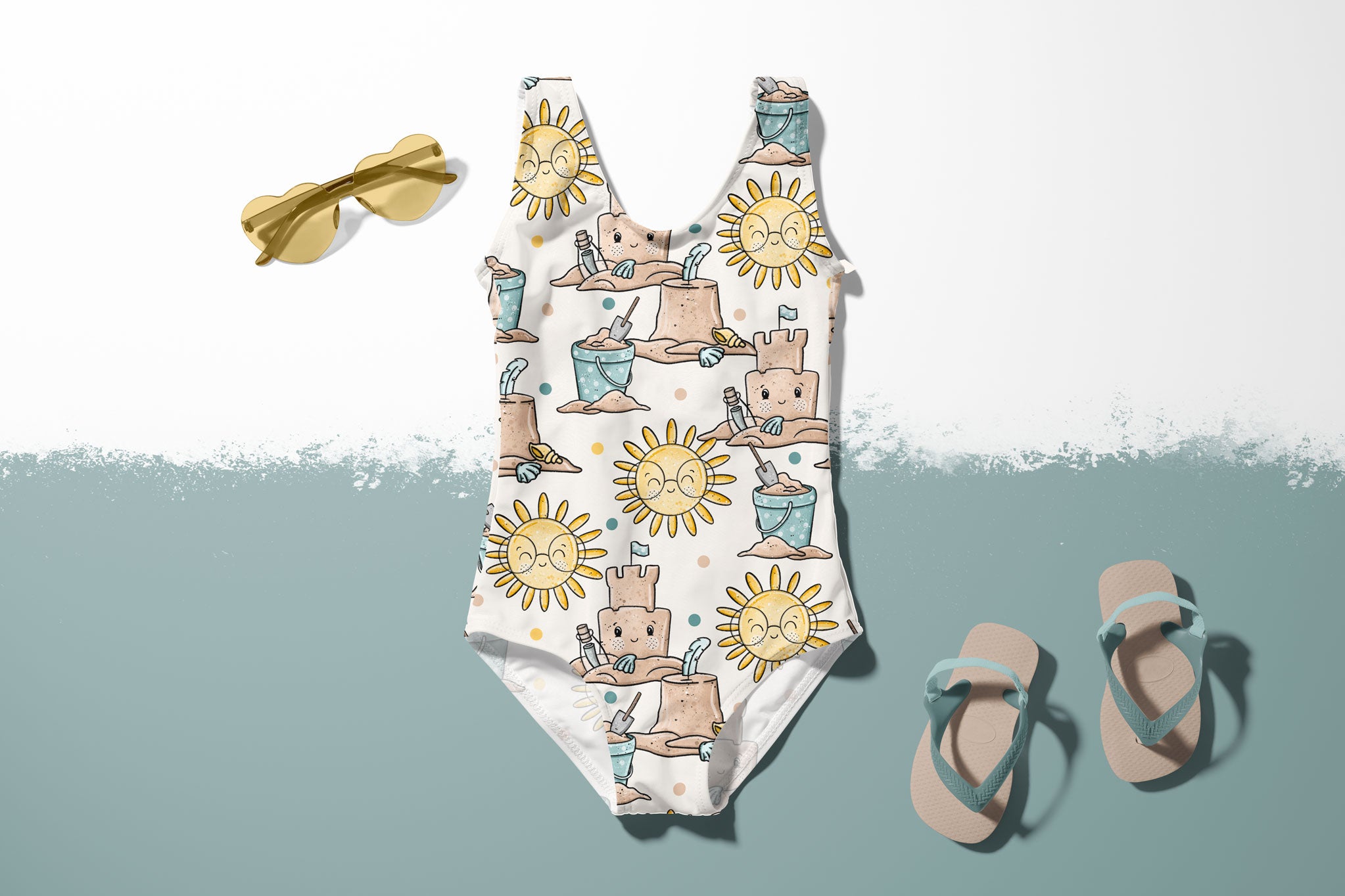 Lycra UV50+ "Strandtag" blau klein 0,5 m