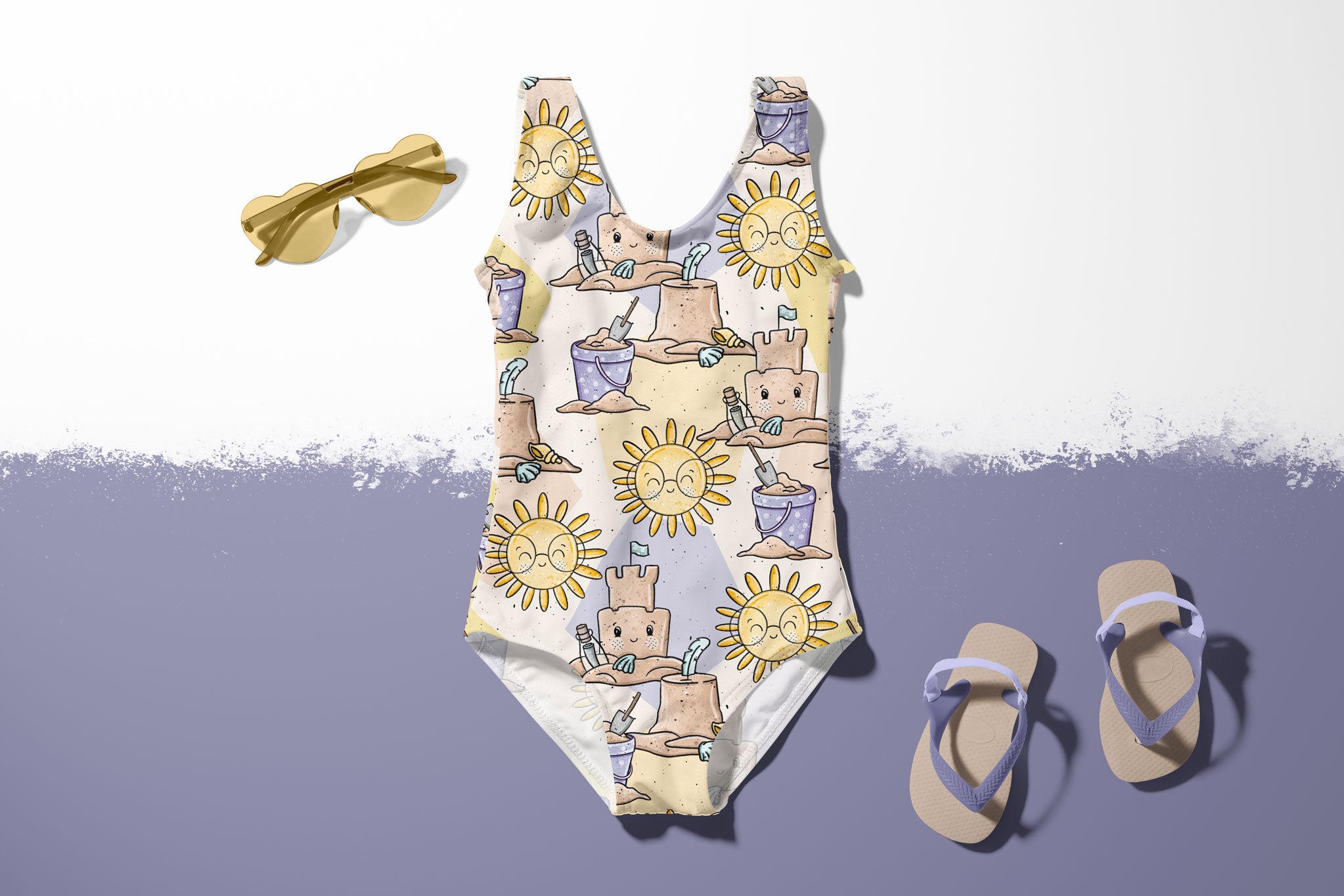 Lycra UV50+ "Strandtag" lila klein 0,5 m