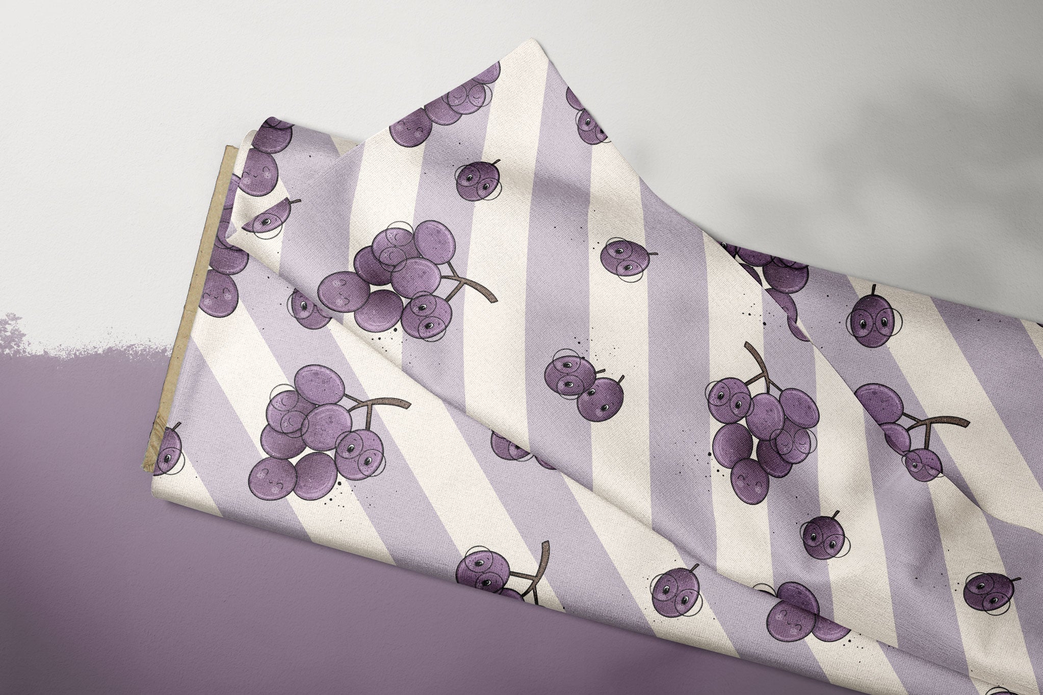 Supersoft Premium BIO French Terry "Weinträubchen" groß 0,5 m