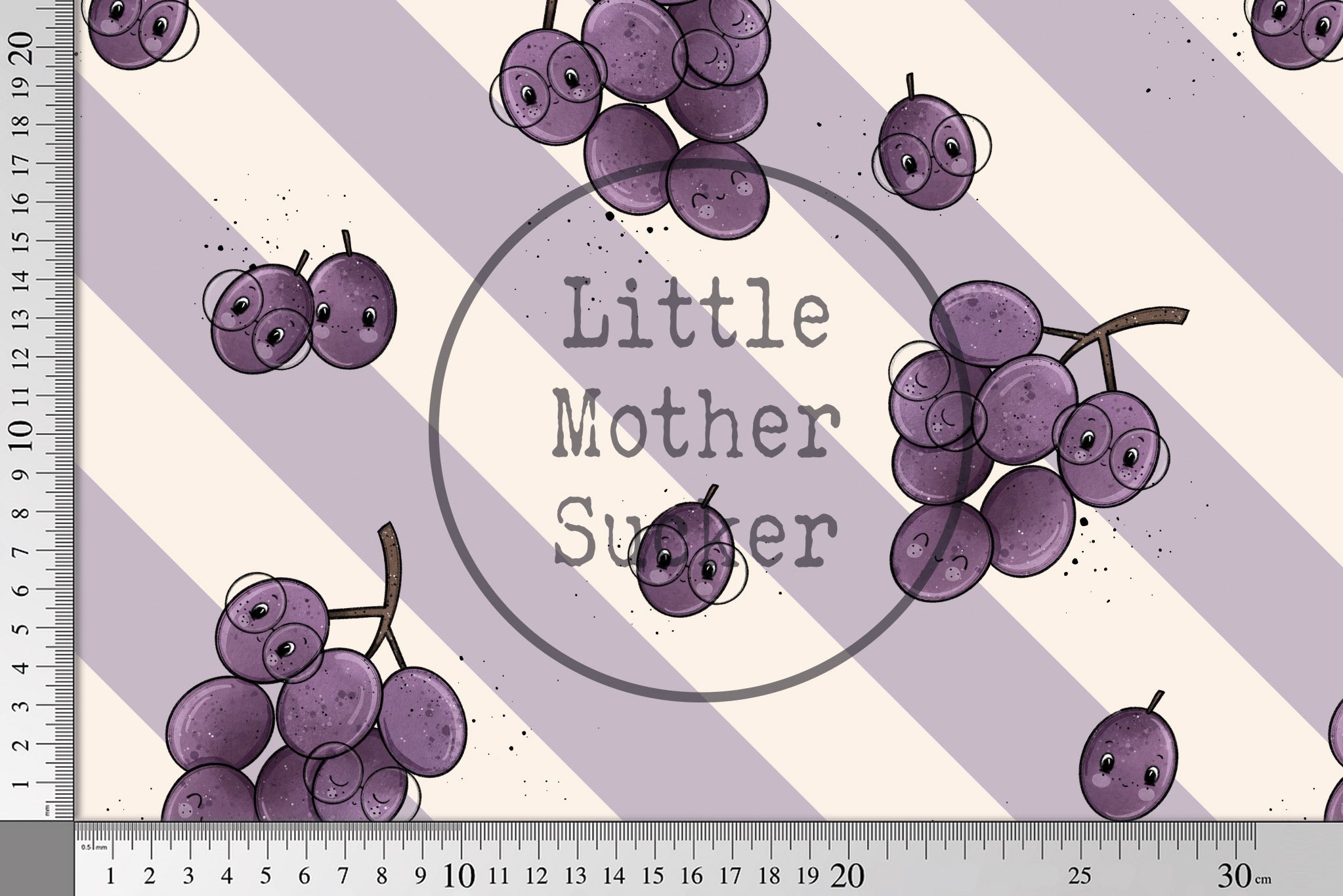 Supersoft Premium BIO French Terry "Weinträubchen" groß 0,5 m