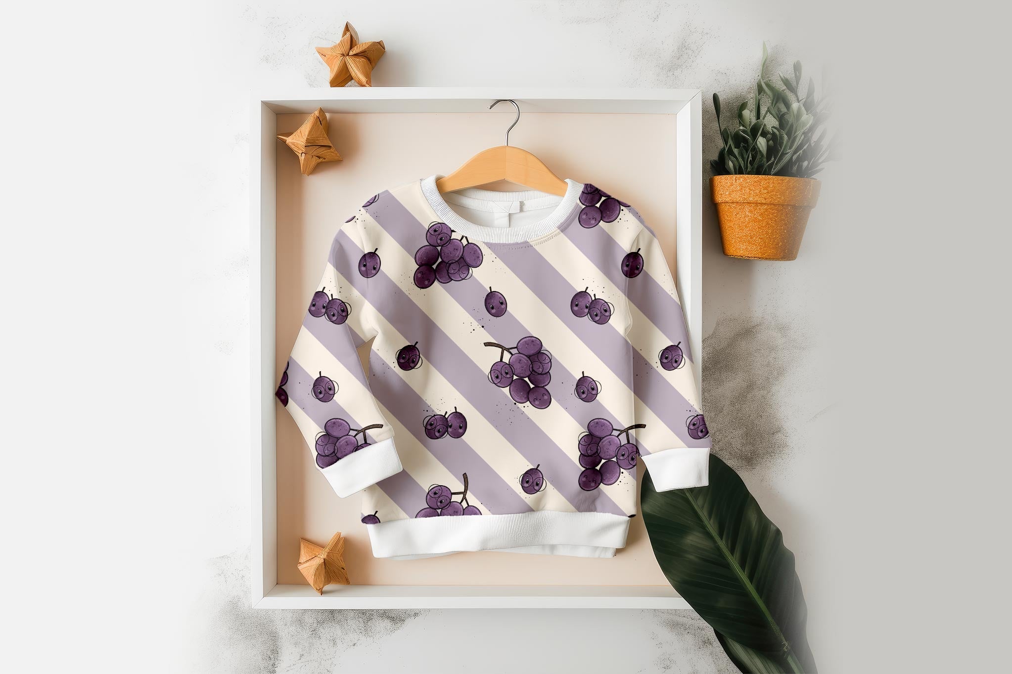 Supersoft Premium BIO French Terry "Weinträubchen" groß 0,5 m