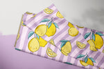 Lade das Bild in den Galerie-Viewer, Supersoft Premium BIO French Terry "Zitruszeit" lila groß 0,5 m
