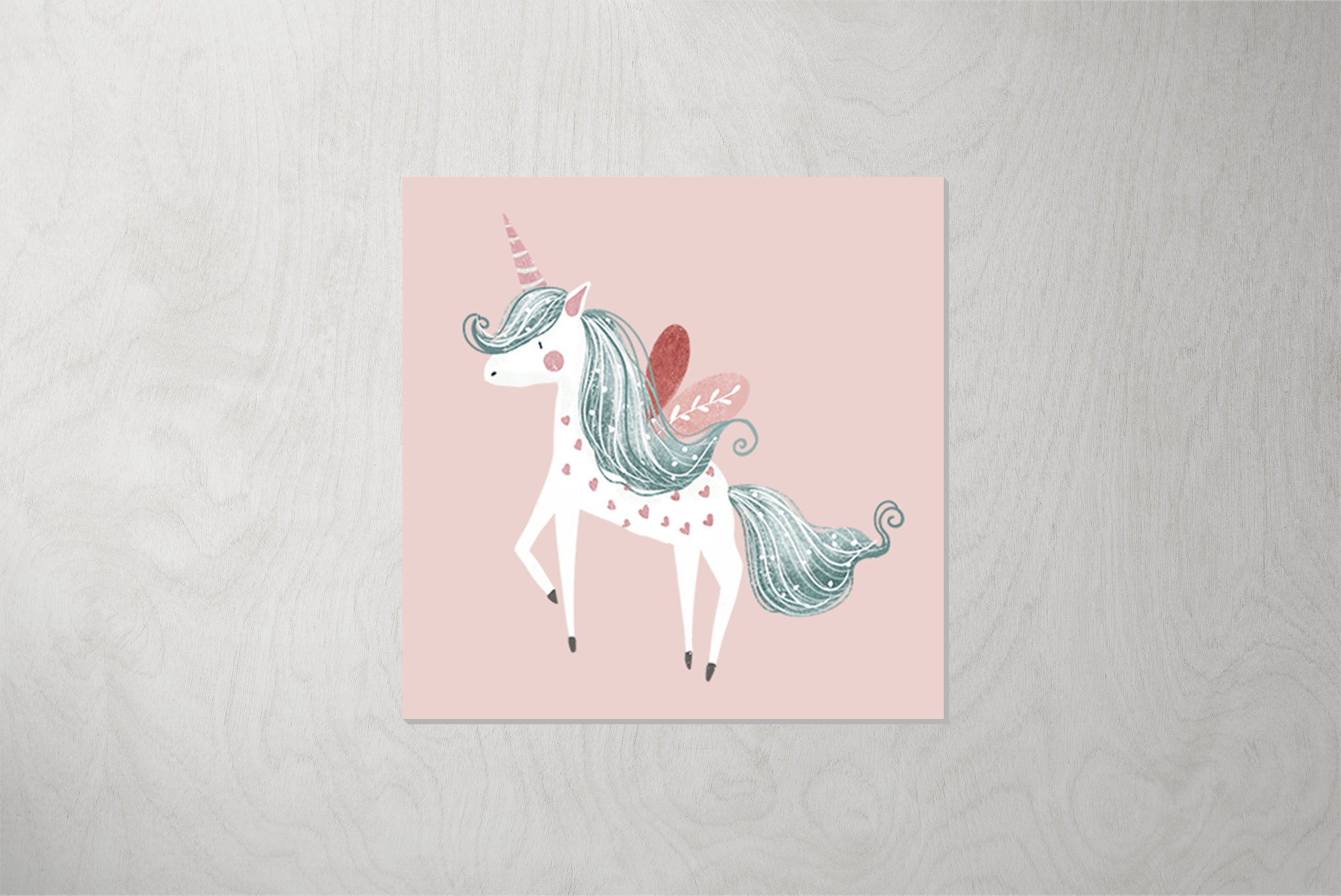 Kunstleder Patch "Ensley Einhorn" blush 3,5 x 3,5 cm