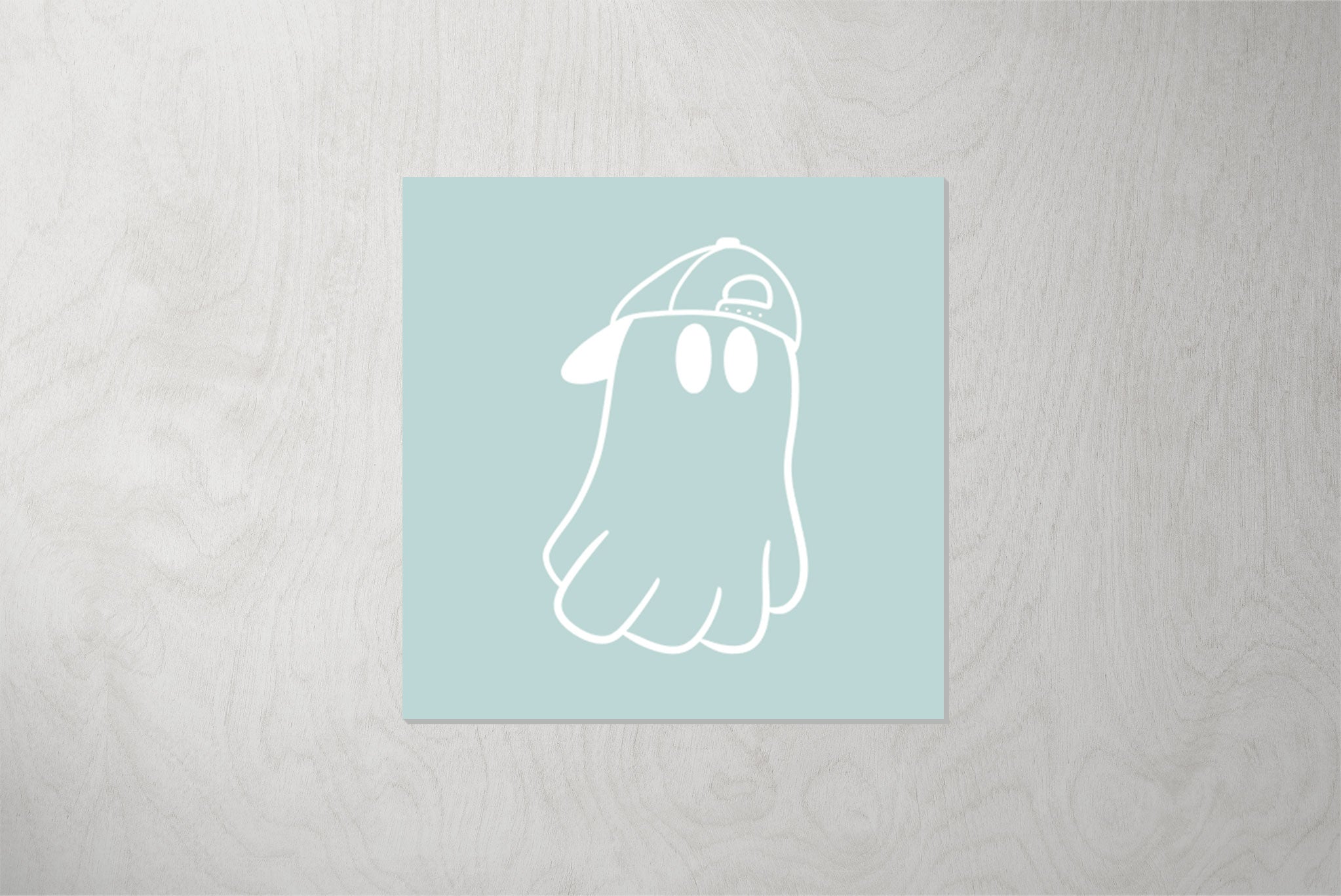 Kunstleder Patch "Ghost with Cap" mint 3,5 x 3,5 cm