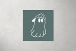 Lade das Bild in den Galerie-Viewer, Kunstleder Patch &quot;Ghost with Cap&quot; teal 3,5 x 3,5 cm
