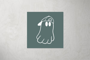 Kunstleder Patch "Ghost with Cap" teal 3,5 x 3,5 cm