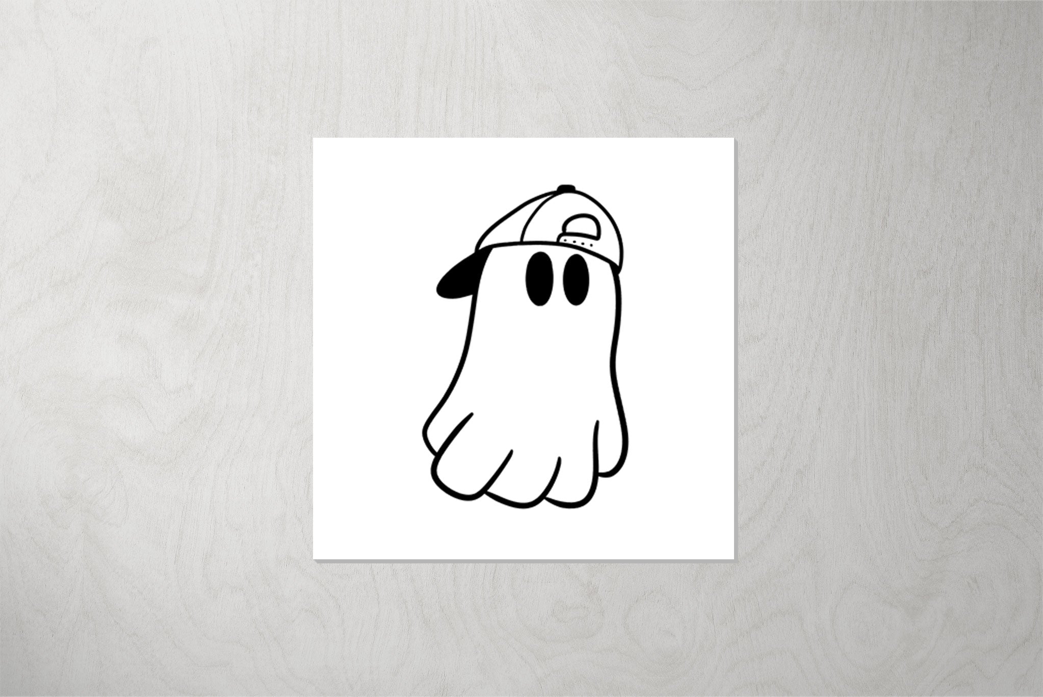 Kunstleder Patch "Ghost with Cap" weiß 3,5 x 3,5 cm