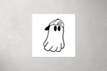 Lade das Bild in den Galerie-Viewer, Kunstleder Patch &quot;Ghost with Cap&quot; weiß 3,5 x 3,5 cm
