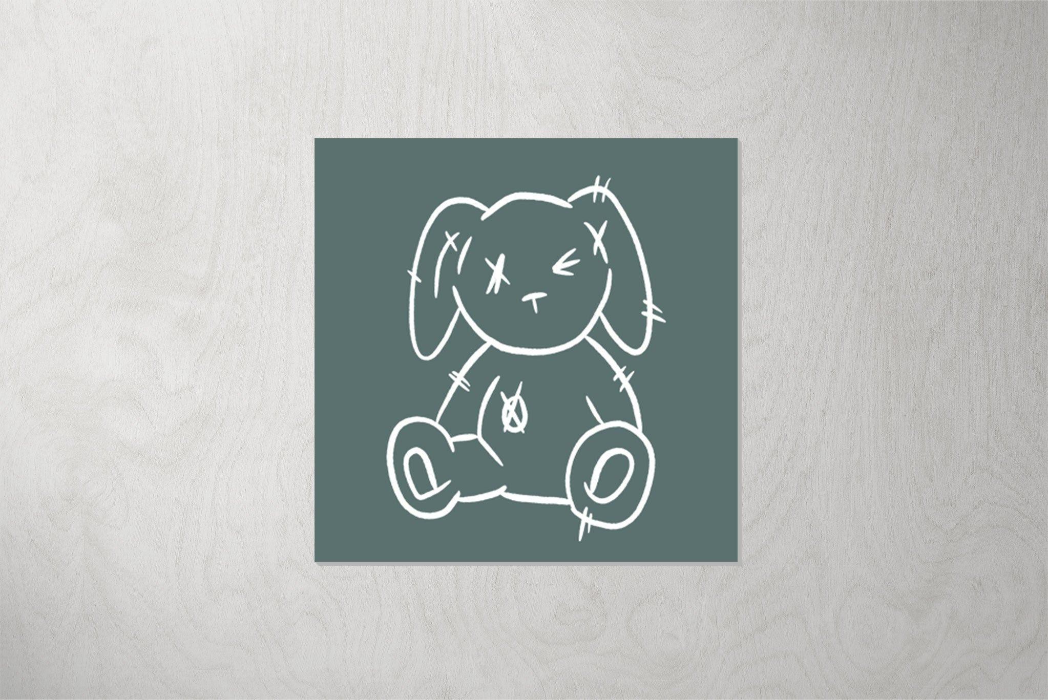 Kunstleder Patch "Hase" teal 3,5 x 3,5 cm
