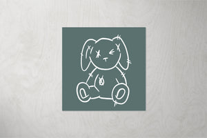 Kunstleder Patch "Hase" teal 3,5 x 3,5 cm