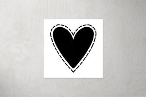 Kunstleder Patch "Herz Rahmen" schwarz 3,5 x 3,5 cm