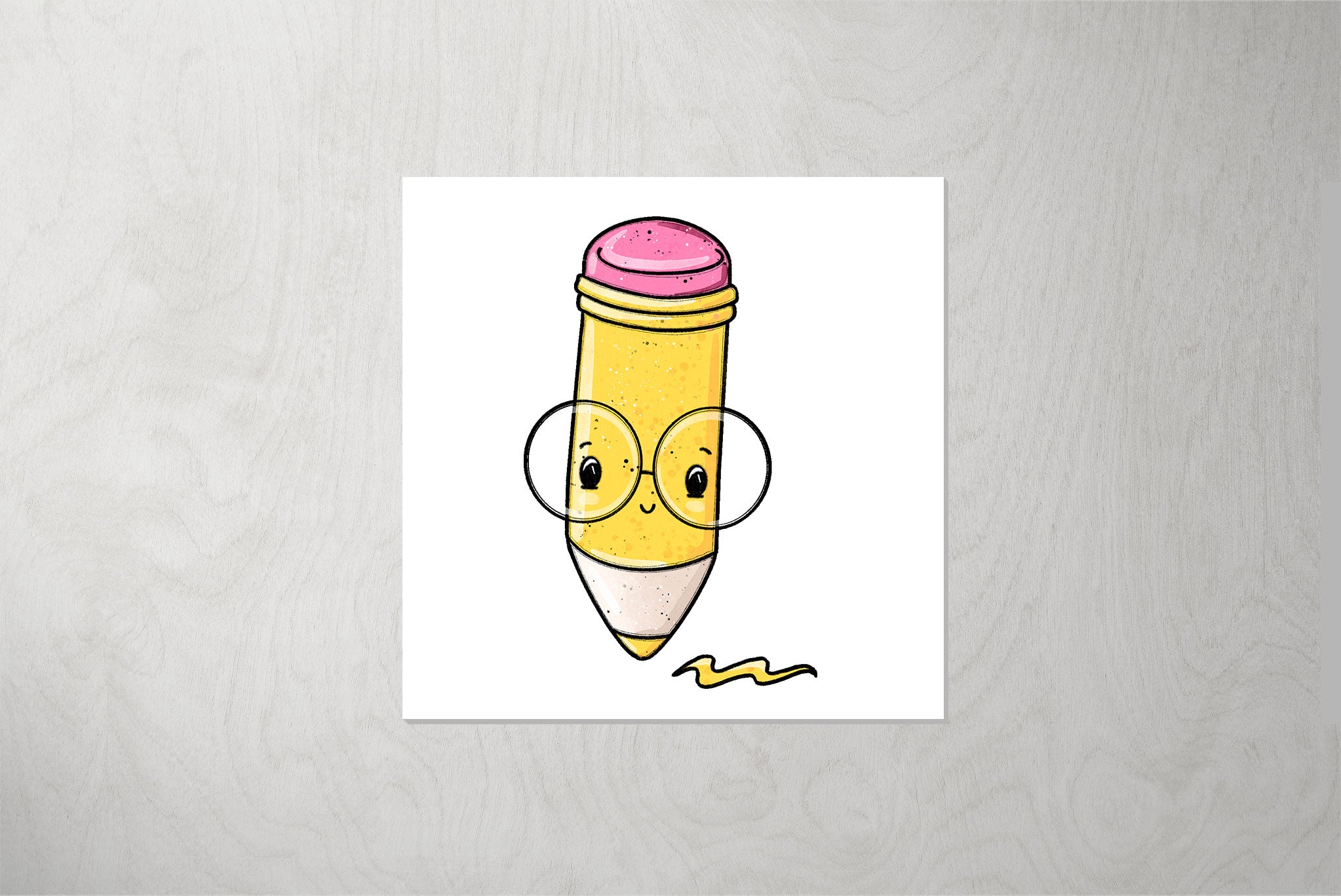 Kunstleder Patch "Abcdefg  Farbstift" 3,5 x 3,5 cm