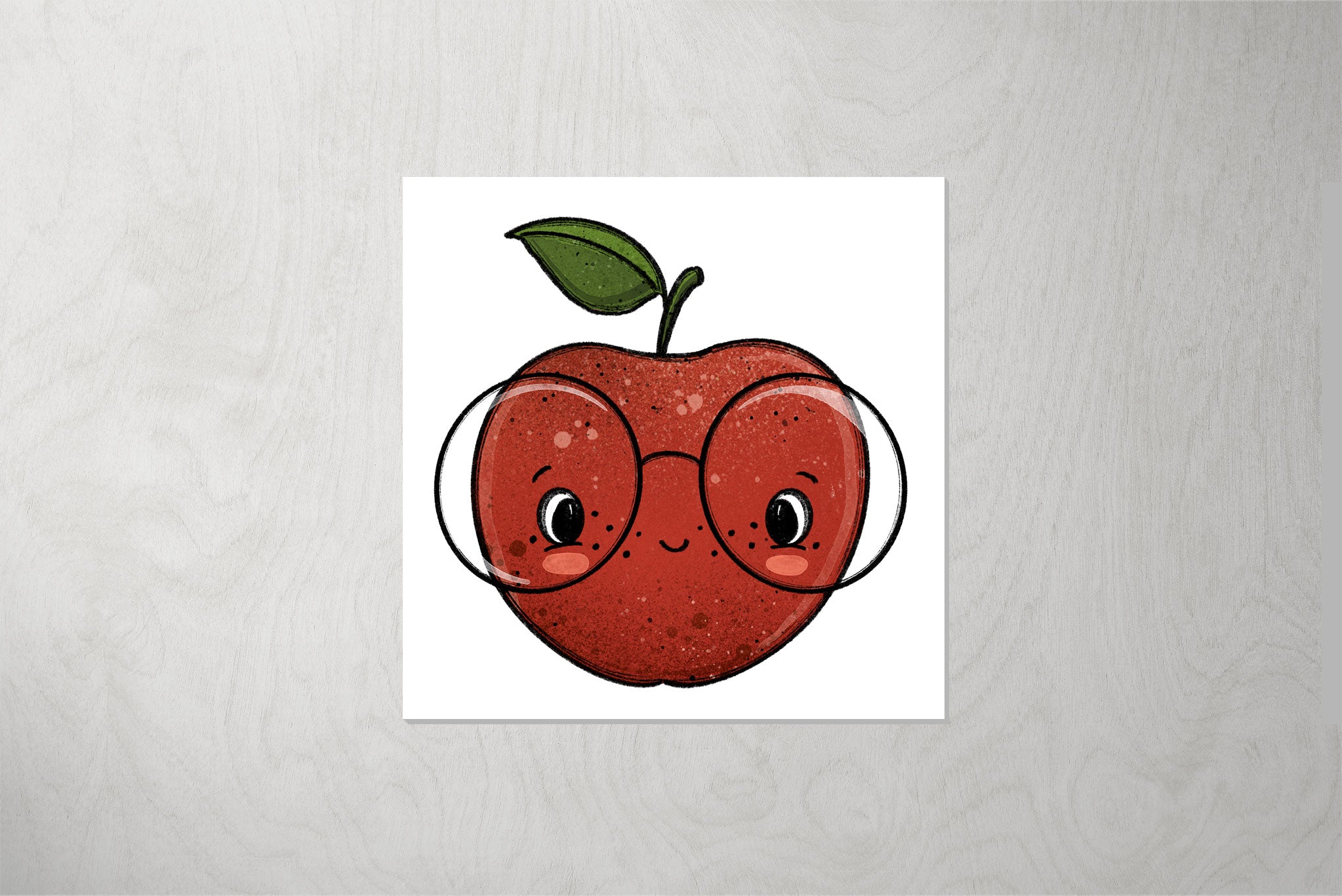Kunstleder Patch "An Apple a Day" 3,5 x 3,5 cm