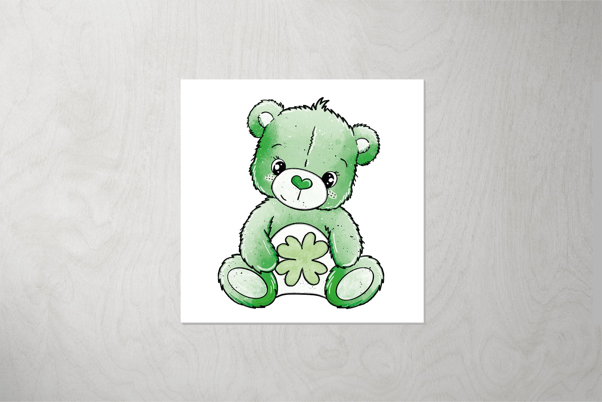 Kunstleder Patch "Bärchenglück Klee" 3,5 x 3,5 cm