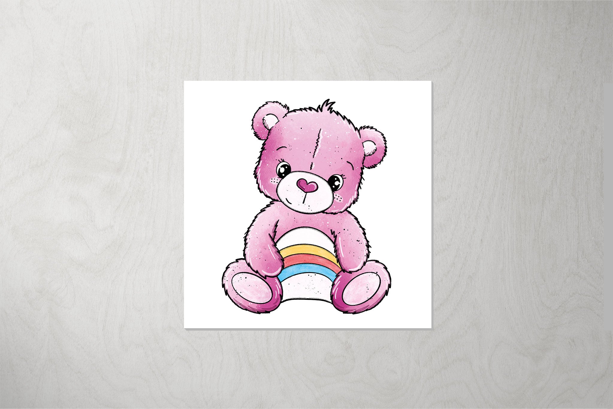 Kunstleder Patch "Bärchenglück Regenbogen" 3,5 x 3,5 cm