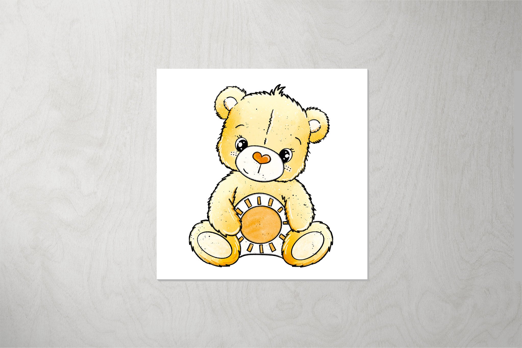 Kunstleder Patch "Bärchenglück Sonne" 3,5 x 3,5 cm