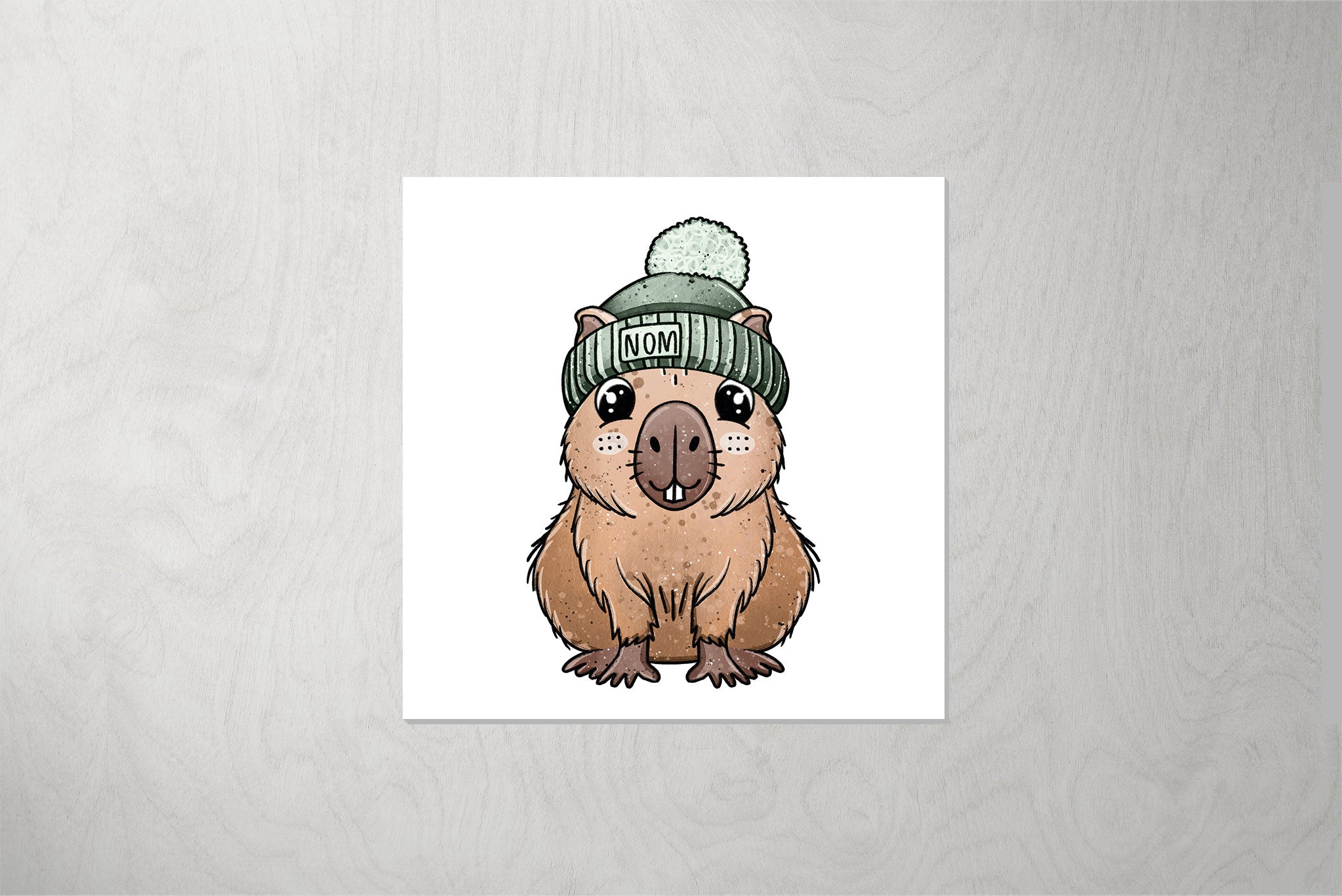 Kunstleder Patch "Capybara mit Mütze" 3,5 x 3,5 cm