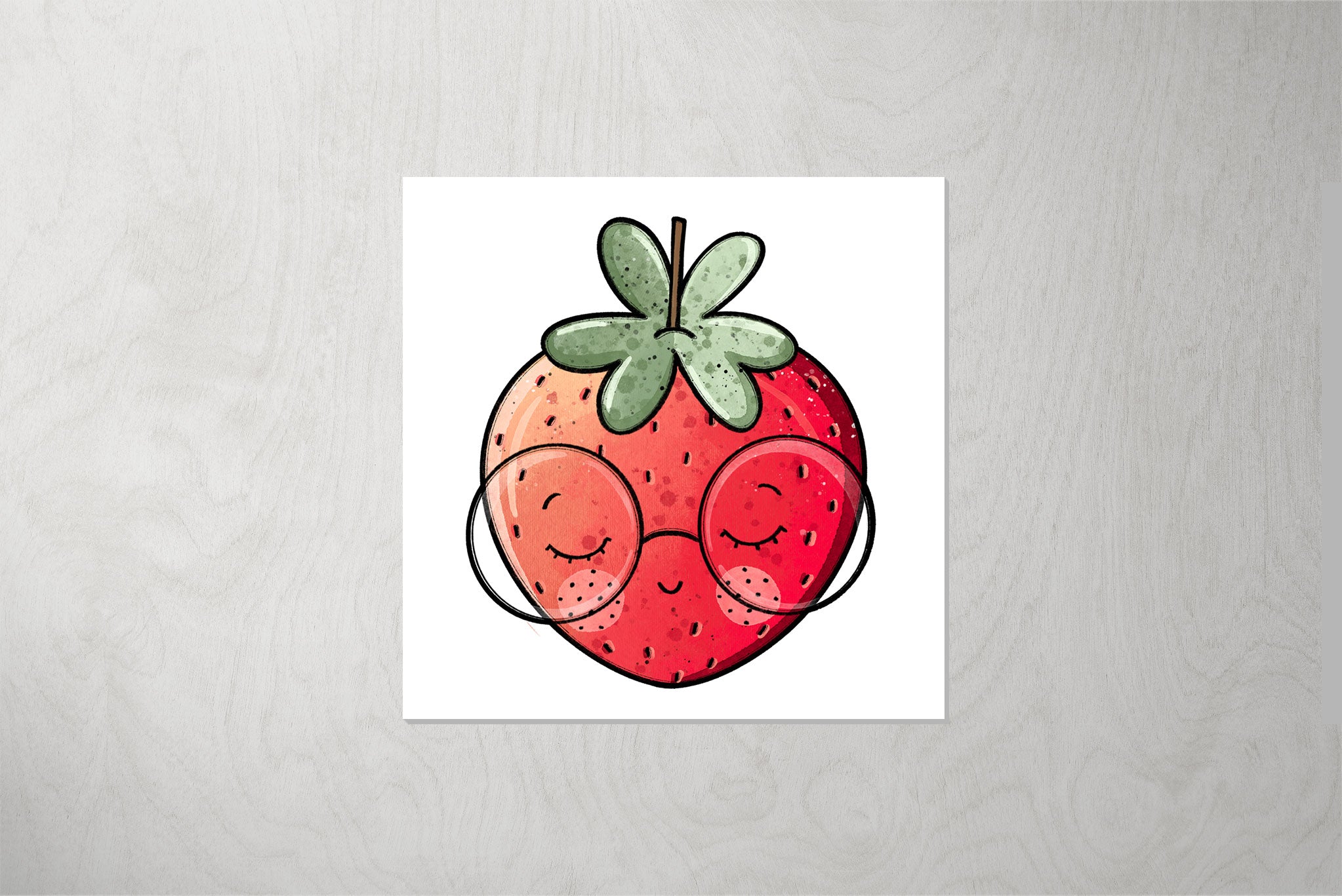 Kunstleder Patch "Erdbeerblümchen" 3,5 x 3,5 cm